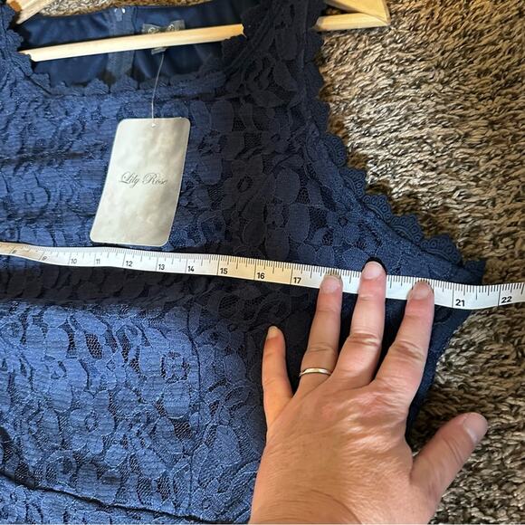 Lily Rose women’s dress size 1x NWT navy blue lace - Picture 7 of 9